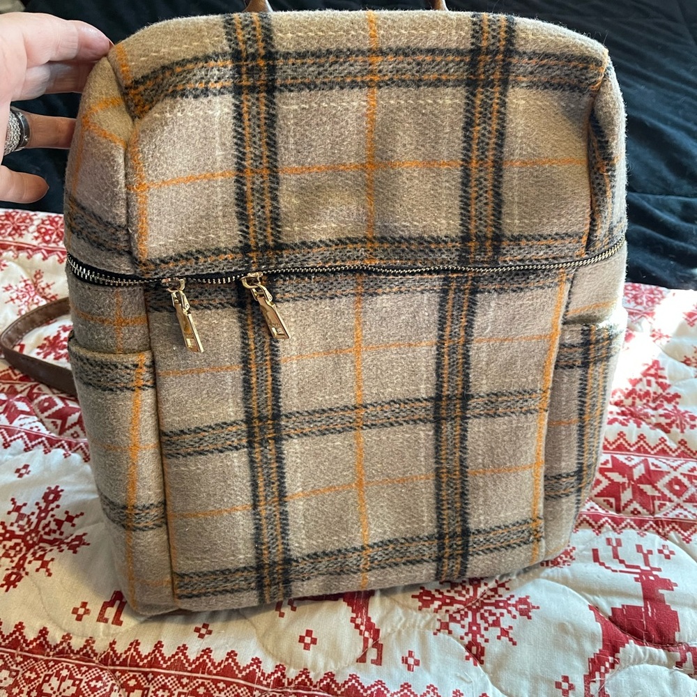 Jen & Co Plaid Backpack